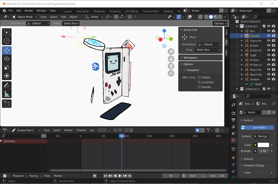 Drawing of gameboy showcasing missing right side